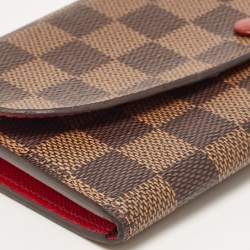 Louis Vuitton Red Damier Ebene Canvas Emilie Wallet