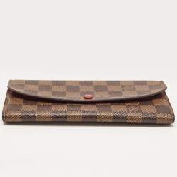 Louis Vuitton Red Damier Ebene Canvas Emilie Wallet