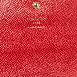 Louis Vuitton Red Damier Ebene Canvas Emilie Wallet