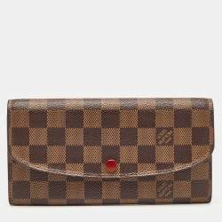 Louis Vuitton Red Damier Ebene Canvas Emilie Wallet