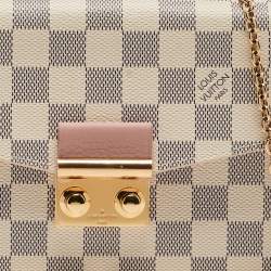 Pre Owned Louis Vuitton Rose Ballerine Damier Azur Canvas Croisette Chain Wallet