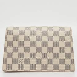 Pre Owned Louis Vuitton Rose Ballerine Damier Azur Canvas Croisette Chain Wallet