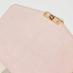 Pre Owned Louis Vuitton Rose Ballerine Damier Azur Canvas Croisette Chain Wallet