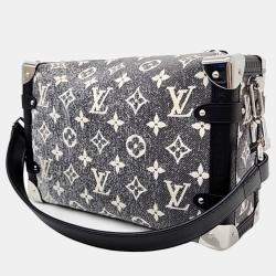 Pre Owned Louis Vuitton denim Leather Grey Side Trunk