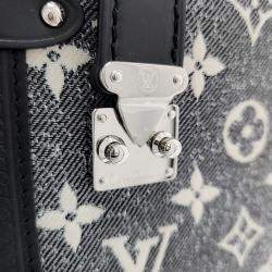 Pre Owned Louis Vuitton denim Leather Grey Side Trunk