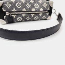 Pre Owned Louis Vuitton denim Leather Grey Side Trunk