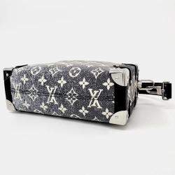 Pre Owned Louis Vuitton denim Leather Grey Side Trunk