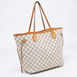 Louis Vuitton White Canvas Damier Azur Neverfull MM Tote Bag