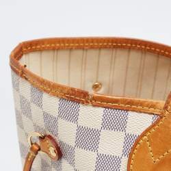 Louis Vuitton White Canvas Damier Azur Neverfull MM Tote Bag