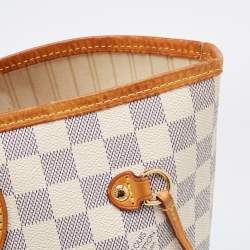 Louis Vuitton White Canvas Damier Azur Neverfull MM Tote Bag