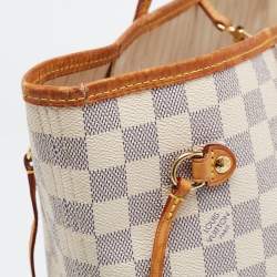 Louis Vuitton White Canvas Damier Azur Neverfull MM Tote Bag