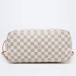 Louis Vuitton White Canvas Damier Azur Neverfull MM Tote Bag