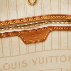 Louis Vuitton White Canvas Damier Azur Neverfull MM Tote Bag