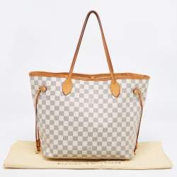 Louis Vuitton White Canvas Damier Azur Neverfull MM Tote Bag