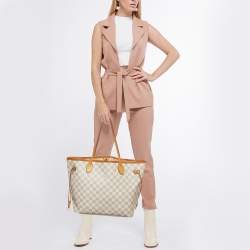 Louis Vuitton White Canvas Damier Azur Neverfull MM Tote Bag
