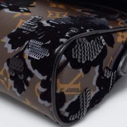Pre Owned Louis Vuitton Black/Monogram Canvas and Leather Limited Edition Fleur de Jais Manege Clutch
