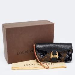 Pre Owned Louis Vuitton Black/Monogram Canvas and Leather Limited Edition Fleur de Jais Manege Clutch