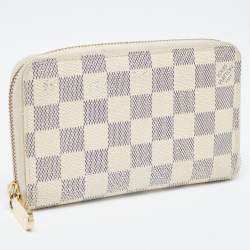Pre Owned Louis Vuitton Damier Azur Canvas Compact Zippy Wallet