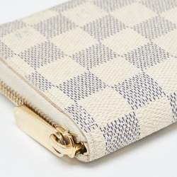 Pre Owned Louis Vuitton Damier Azur Canvas Compact Zippy Wallet