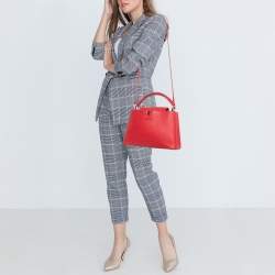 Pre Owned Louis Vuitton Rubis Taurillon Leather Capucines PM Bag