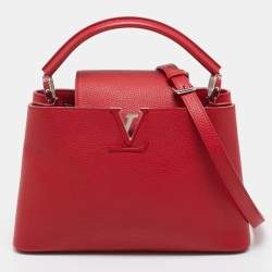 Pre Owned Louis Vuitton Rubis Taurillon Leather Capucines PM Bag