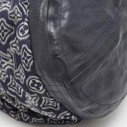 Pre Owned Louis Vuitton Blue Monogram Jacquard Fabric and Leather Limited Edition Aviator Bag      