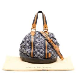 Pre Owned Louis Vuitton Blue Monogram Jacquard Fabric and Leather Limited Edition Aviator Bag      