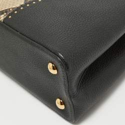 Pre Owned Louis Vuitton Black/Beige Leather and Python Capucines MM Bag