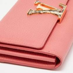 Louis Vuitton Rose Tourmaline Taurillion Leather and Python Capucines Wallet