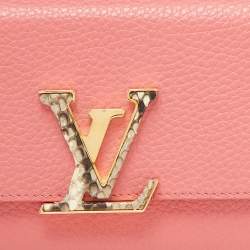 Louis Vuitton Rose Tourmaline Taurillion Leather and Python Capucines Wallet