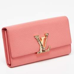 Louis Vuitton Rose Tourmaline Taurillion Leather and Python Capucines Wallet