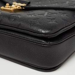 Pre Owned Louis Vuitton Black Monogram Empreinte Leather Pochette Metis Bag