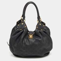 Pre Owned Louis Vuitton Black Monogram Mahina Leather Surya L Bag