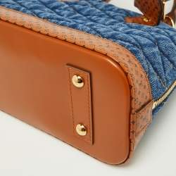 Pre Owned Louis Vuitton Blue Denim and Monogram Leather Alma BB Bag