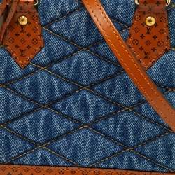 Pre Owned Louis Vuitton Blue Denim and Monogram Leather Alma BB Bag