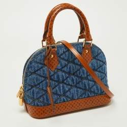 Pre Owned Louis Vuitton Blue Denim and Monogram Leather Alma BB Bag