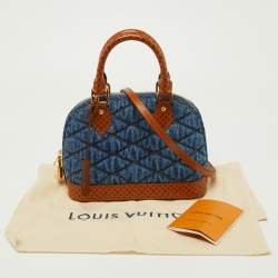 Pre Owned Louis Vuitton Blue Denim and Monogram Leather Alma BB Bag