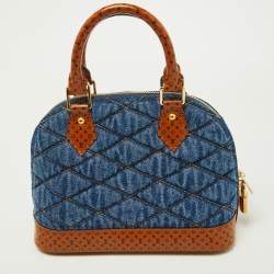Pre Owned Louis Vuitton Blue Denim and Monogram Leather Alma BB Bag