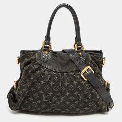 Pre Owned Louis Vuitton Black Monogram Denim Neo Cabby MM Bag