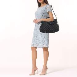 Pre Owned Louis Vuitton Black Monogram Denim Neo Cabby MM Bag