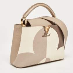 مملوكة مسبقًا Louis Vuitton Galet/Creme Monogram Flower Taurillon Leather Capucines BB Bag