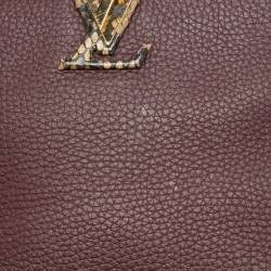 Pre Owned Louis Vuitton Deep Purple/Beige Leather and Python Capucines BB Bag
