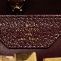 Pre Owned Louis Vuitton Deep Purple/Beige Leather and Python Capucines BB Bag