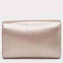 Louis Vuitton Metallic Pink Iridescent Leather Chain Louise Clutch