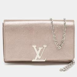 Louis Vuitton Metallic Pink Iridescent Leather Chain Louise Clutch