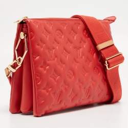 Louis Vuitton Wine Monogram Embossed Leather Coussin PM Bag