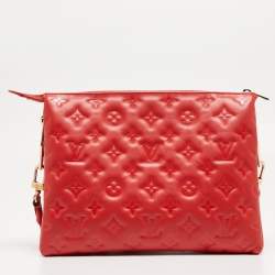 Louis Vuitton Wine Monogram Embossed Leather Coussin PM Bag
