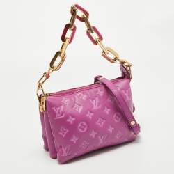 Pre Owned Louis Vuitton Orchid Monogram Embossed Puffy Leather Coussin BB Bag