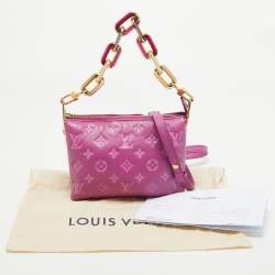 Pre Owned Louis Vuitton Orchid Monogram Embossed Puffy Leather Coussin BB Bag