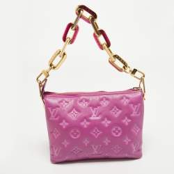 Pre Owned Louis Vuitton Orchid Monogram Embossed Puffy Leather Coussin BB Bag